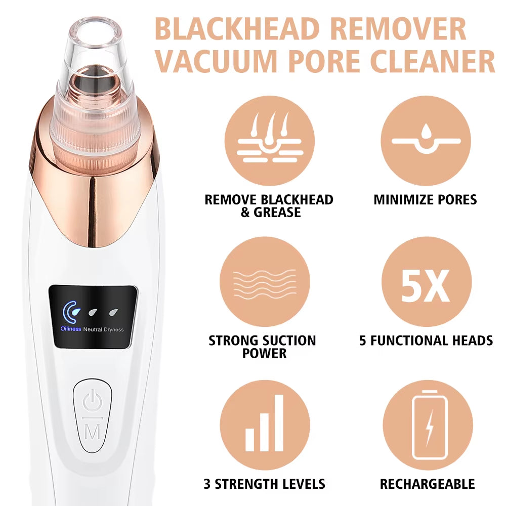 Facial Blackhead Remover Electric Acne Cleaner Blackhead Black Point Vacuum Cleaner Tool Black Spots Pore Cleaner Machine