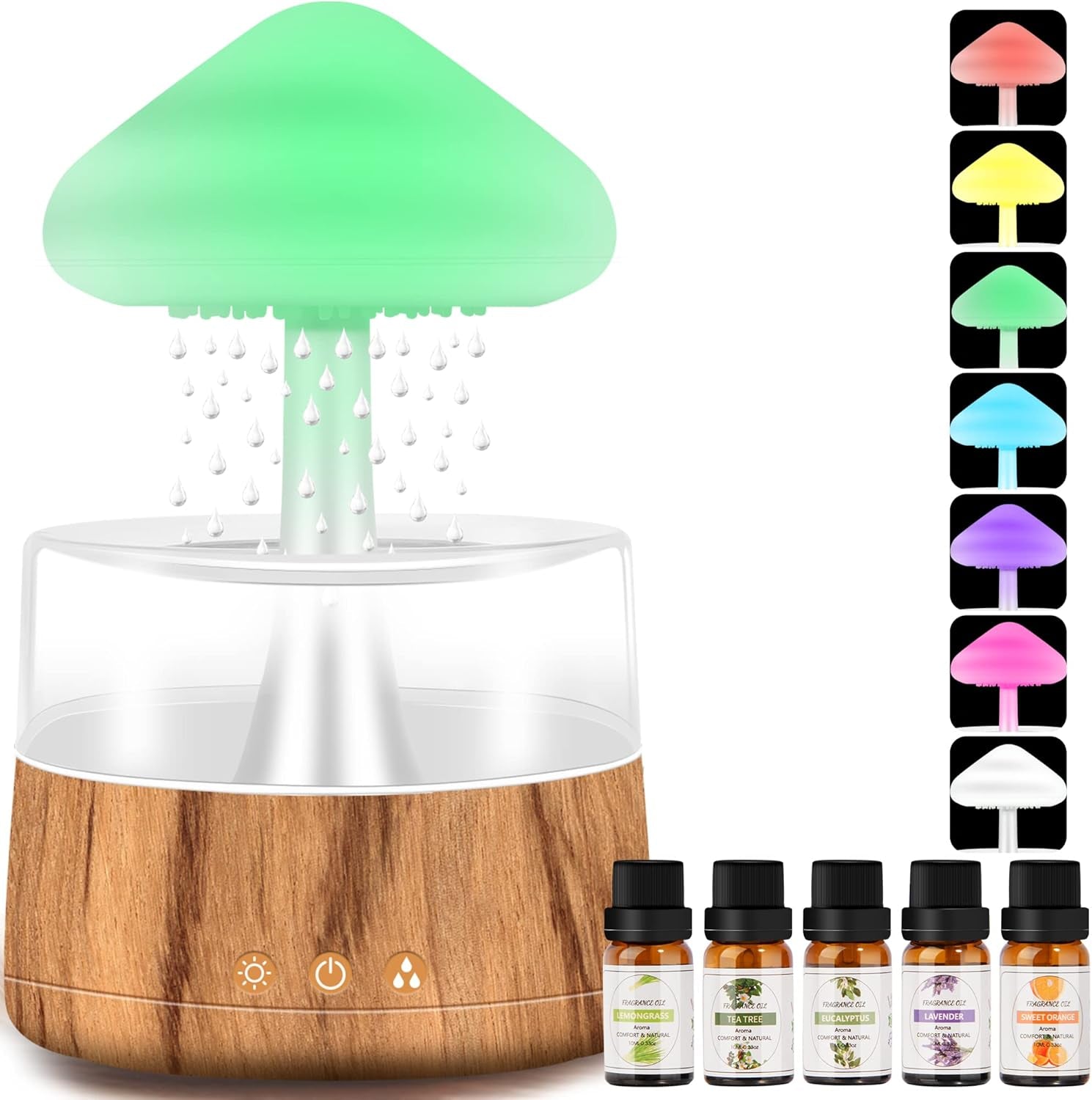 Rain Cloud Humidifier Night Light Aromatherapy Essential Oil, Cloud Diffuser with Rain with 7 Changing Colors, Desk Bedside for Sleeping Relaxing Mood, White